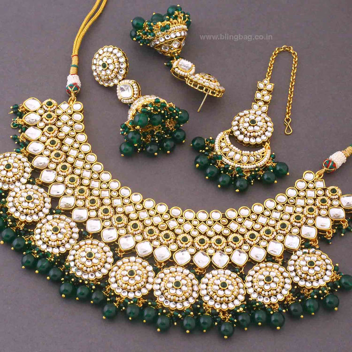 Emerald Naisha Kundan Jewellery Set