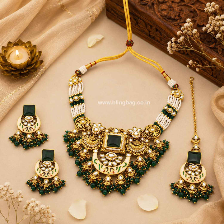 Emerald Neila Kundan Jewellery Set