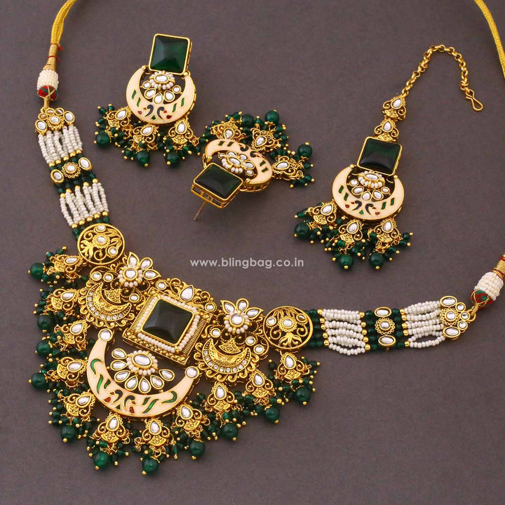 Emerald Neila Kundan Jewellery Set