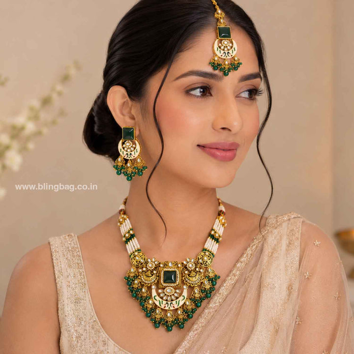 Emerald Neila Kundan Jewellery Set
