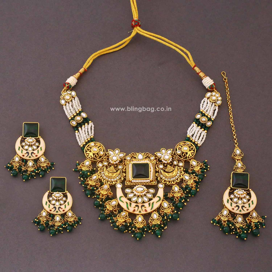Emerald Neila Kundan Jewellery Set
