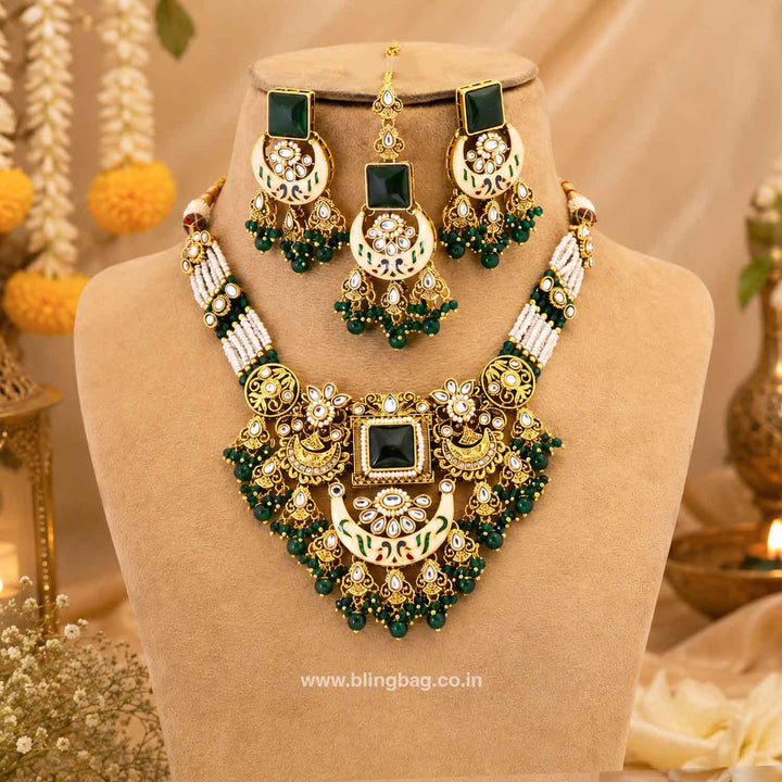 Emerald Neila Kundan Jewellery Set