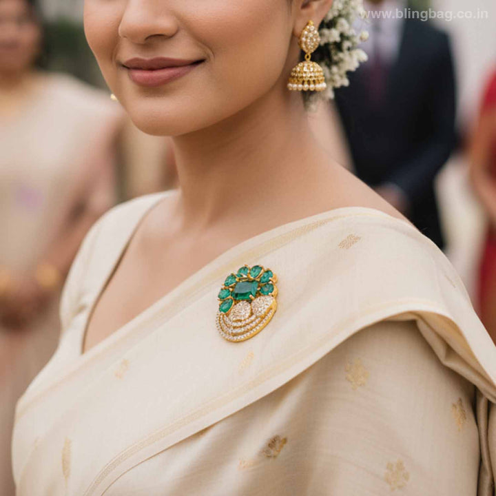 Emerald Parie Brooch