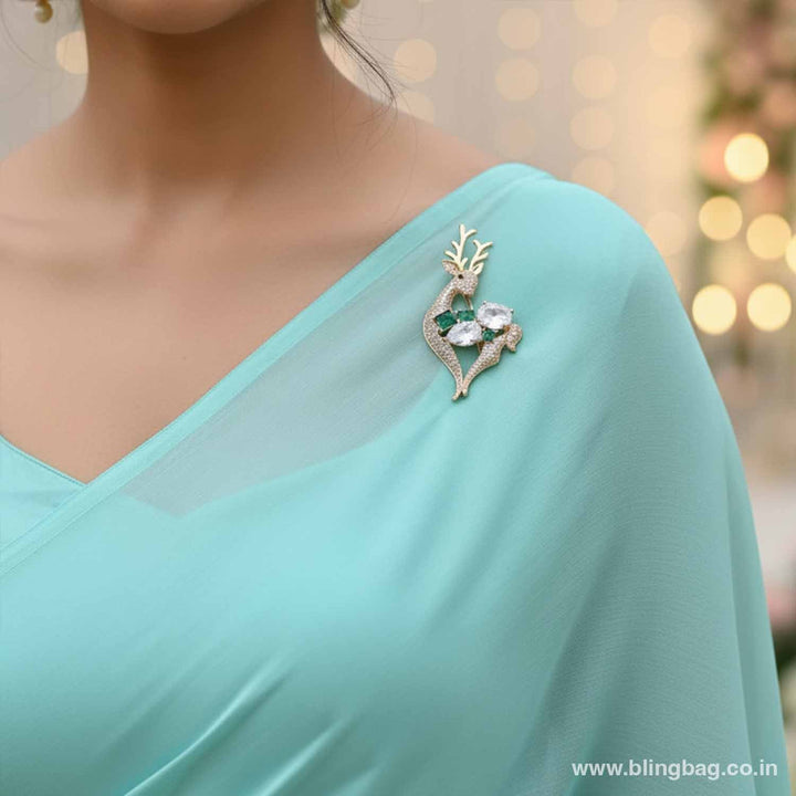 Emerald Pave deer Brooch