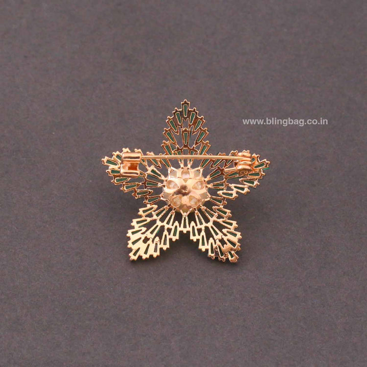 Emerald Petal Pearl Brooch