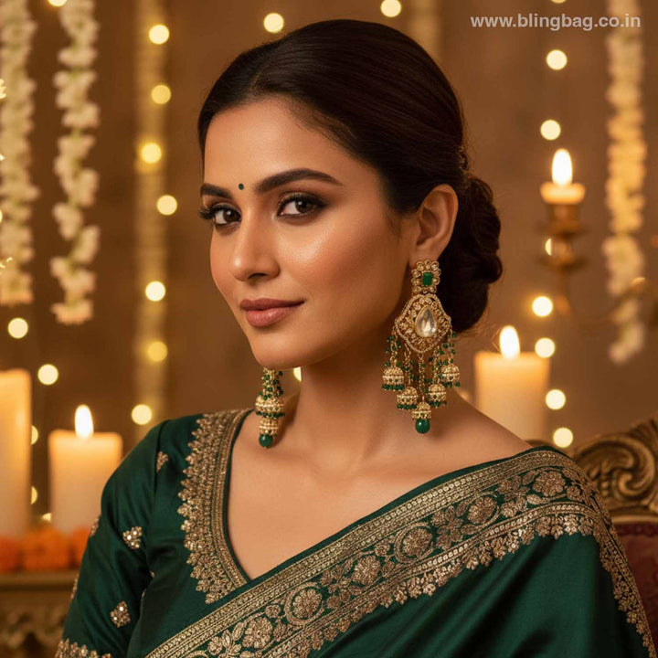Emerald Priyanka Jhumkis