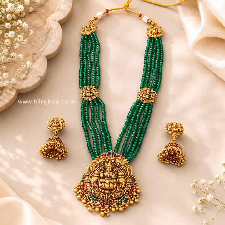 Emerald Rajeshwari Temple Jewellery Set - New Arrival
