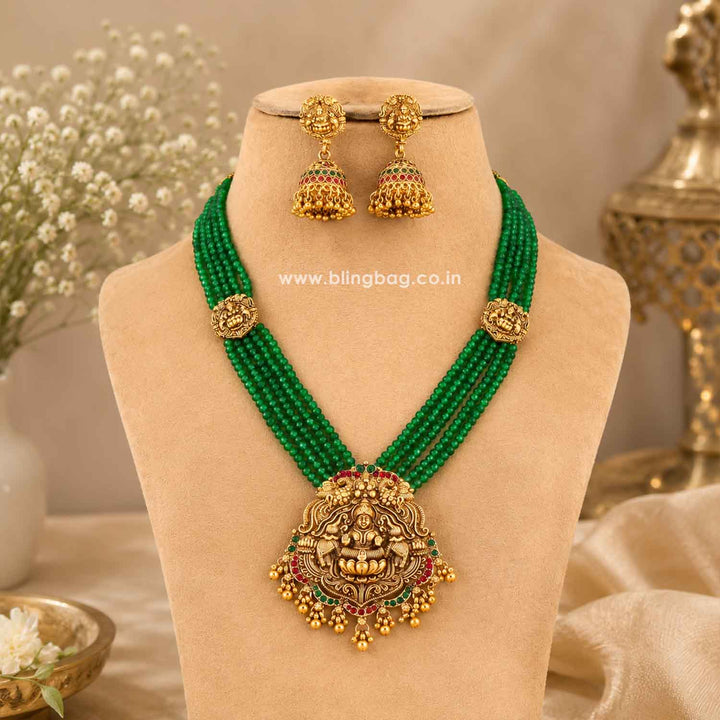 Emerald Rajeshwari Temple Jewellery Set - New Arrival
