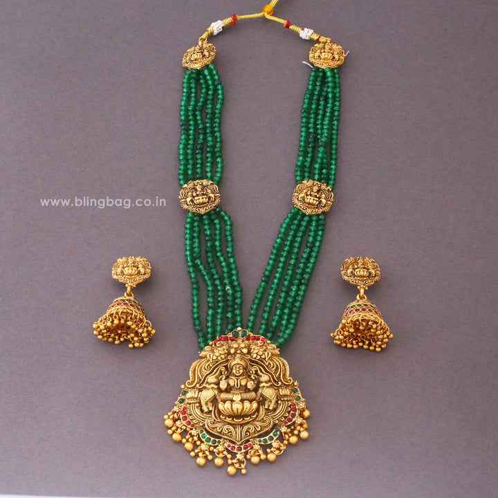 Emerald Rajeshwari Temple Jewellery Set - New Arrival