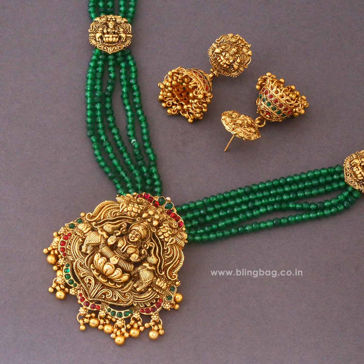 Emerald Rajeshwari Temple Jewellery Set - New Arrival
