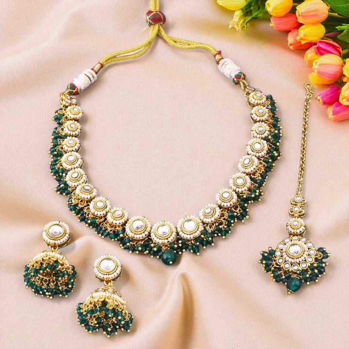 Emerald Rashmie Kundan Jewellery Set