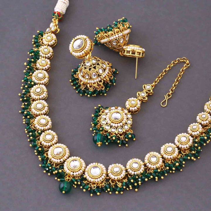 Emerald Rashmie Kundan Jewellery Set