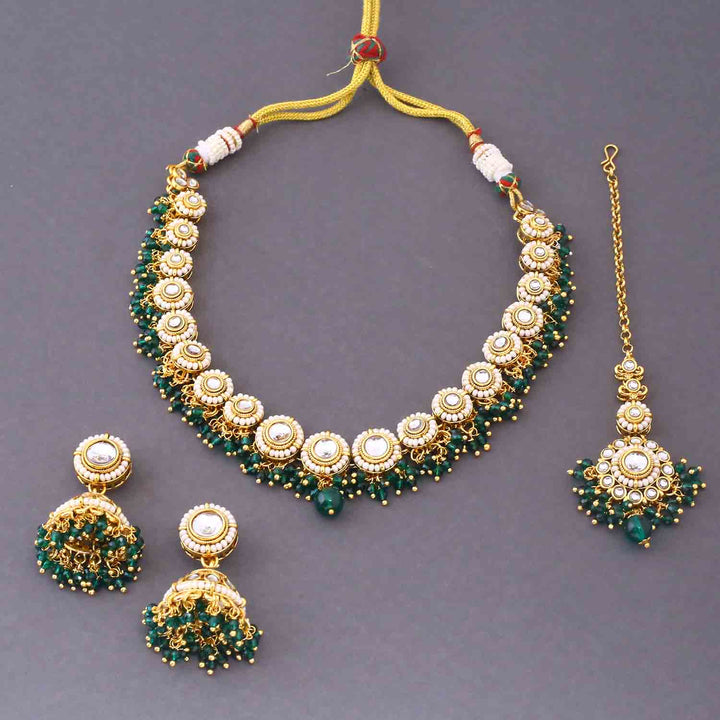 Emerald Rashmie Kundan Jewellery Set