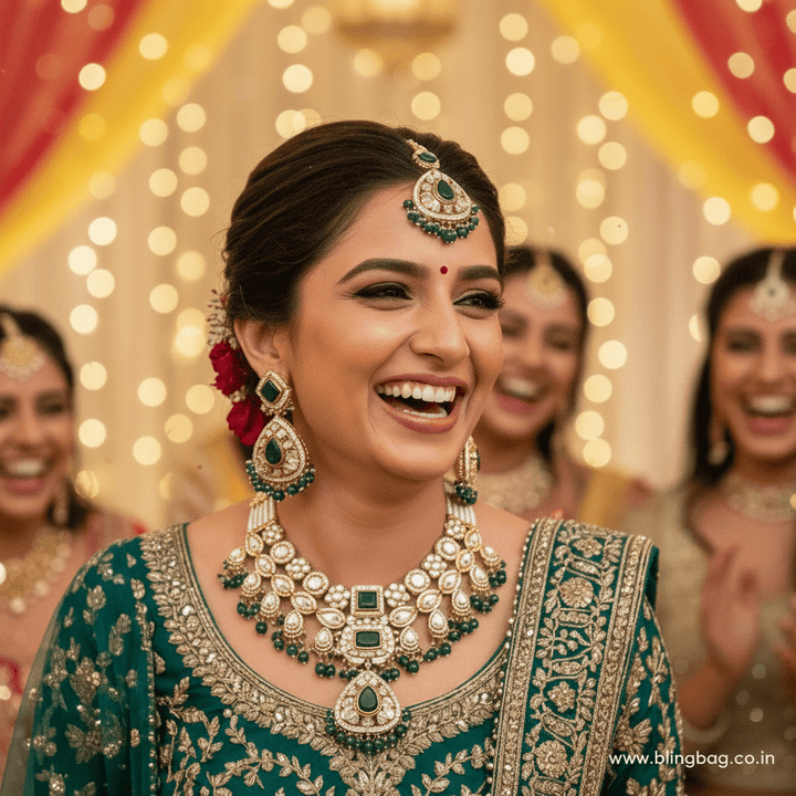 Emerald Sarala Kundan Jewellery Set