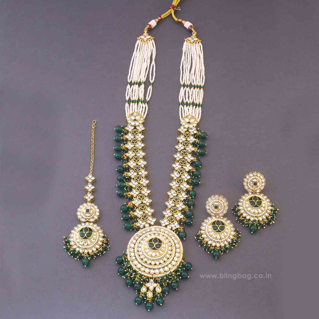 Emerald Seema Kundan Jewellery Set