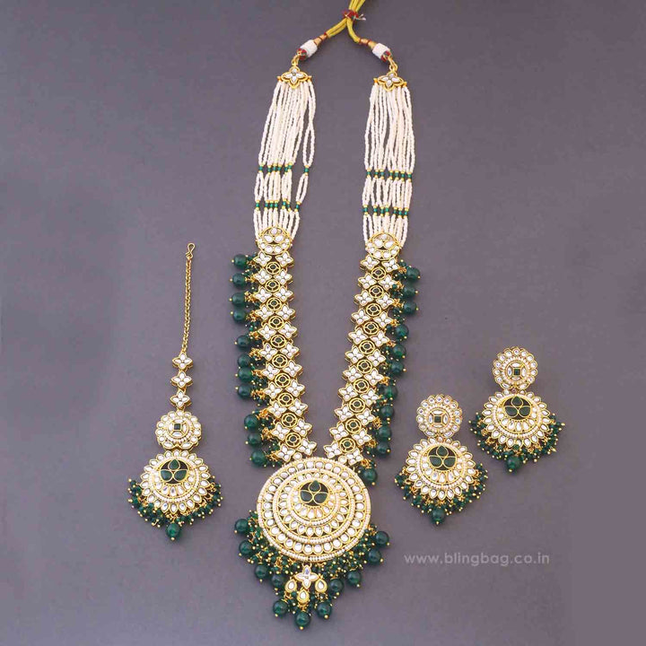 Emerald Seema Kundan Jewellery Set