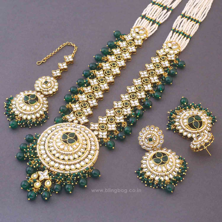 Emerald Seema Kundan Jewellery Set