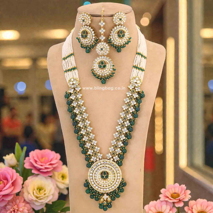 Emerald Seema Kundan Jewellery Set