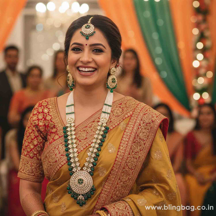 Emerald Seema Kundan Jewellery Set