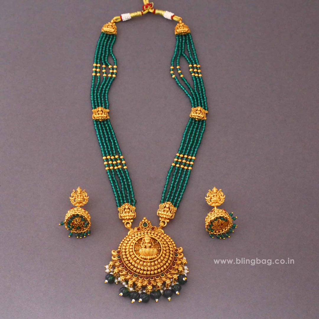 Emerald Shodashi Temple Jewellery Set - New Arrival