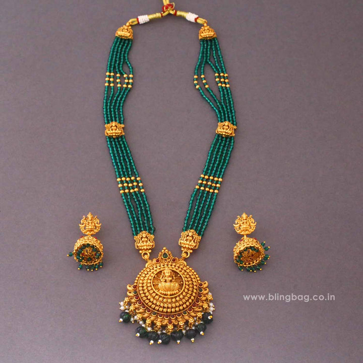 Emerald Shodashi Temple Jewellery Set - New Arrival