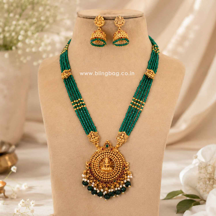 Emerald Shodashi Temple Jewellery Set - New Arrival