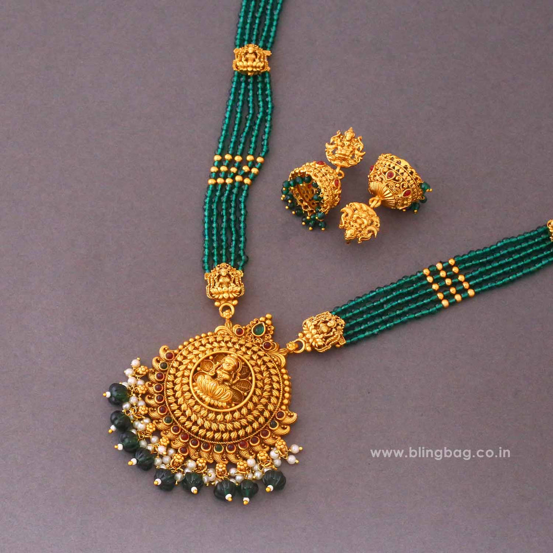 Emerald Shodashi Temple Jewellery Set - New Arrival