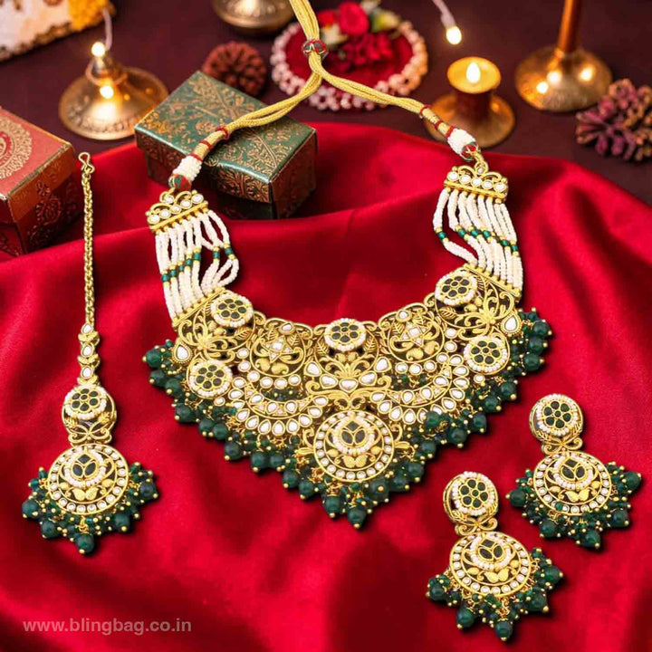 Emerald Sunaina Kundan Jewellery Set - New Arrival