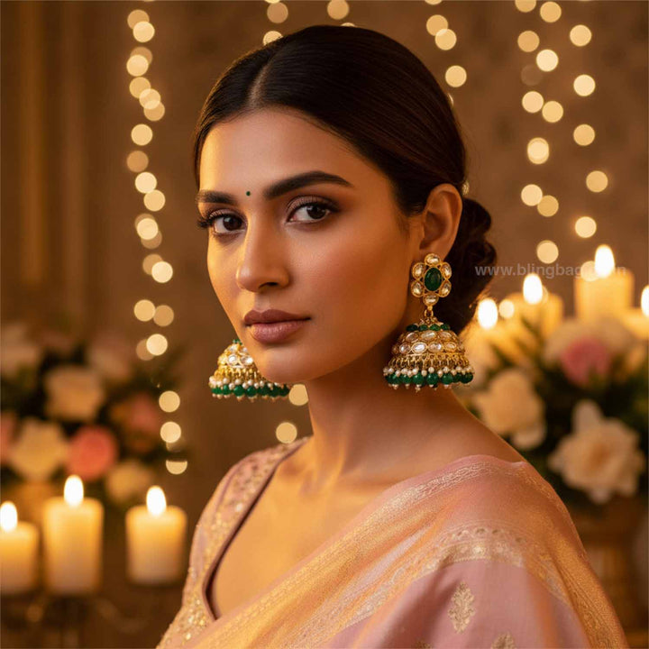 Emerald Suweta Jhumkis