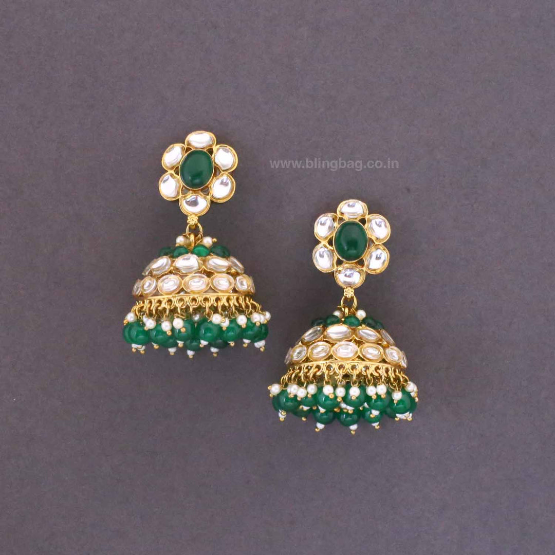 Emerald Suweta Jhumkis