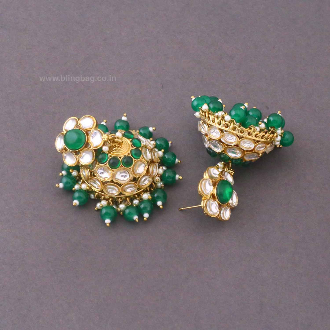 Emerald Suweta Jhumkis