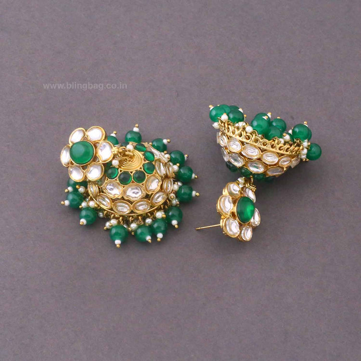 Emerald Suweta Jhumkis