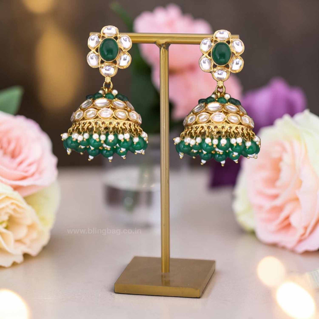 Emerald Suweta Jhumkis