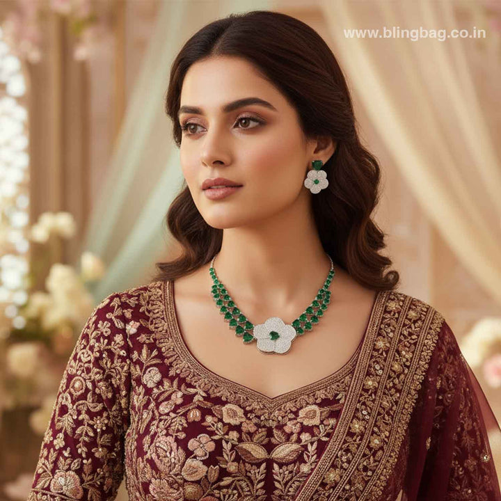 Emerald Tajmeen Zirconia Jewellery Set- New Arrivals