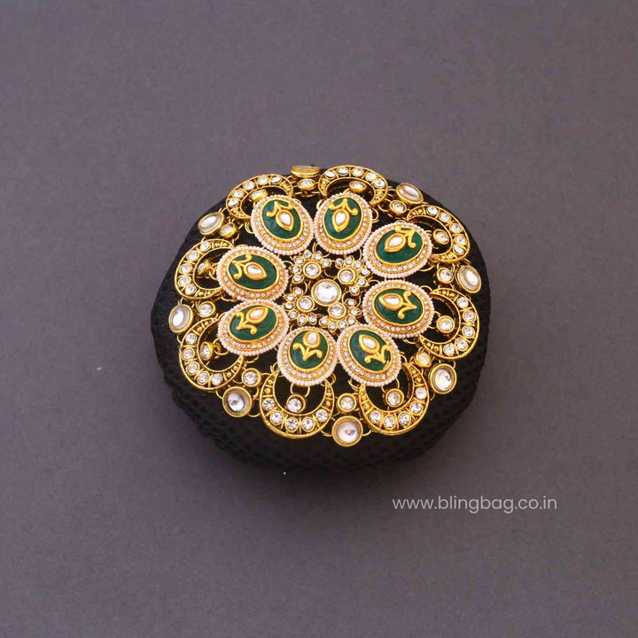 Emerald Tanvisha Kundan Hair Bun Cage