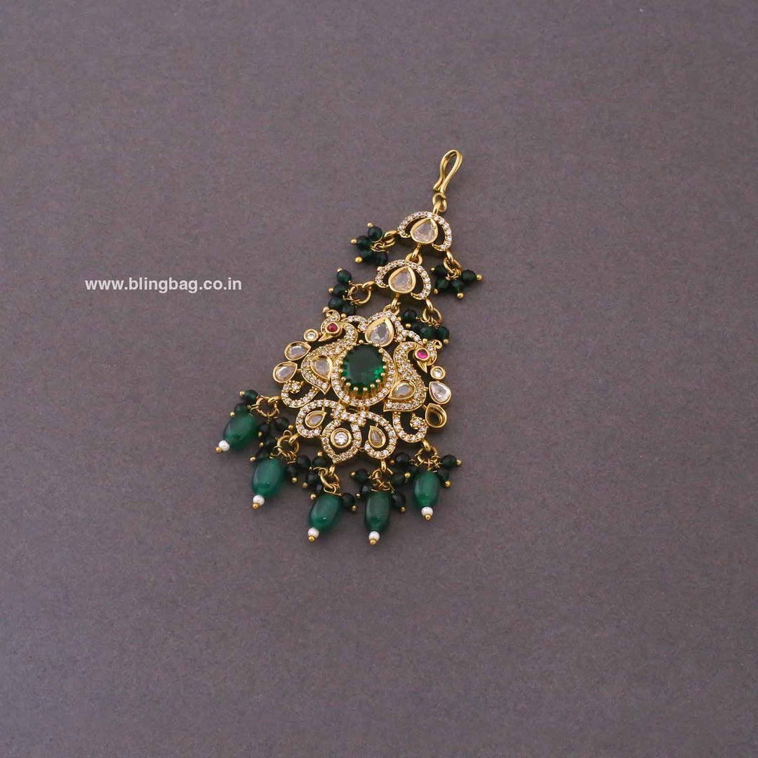 Emerald Tareesha Maang Tikka