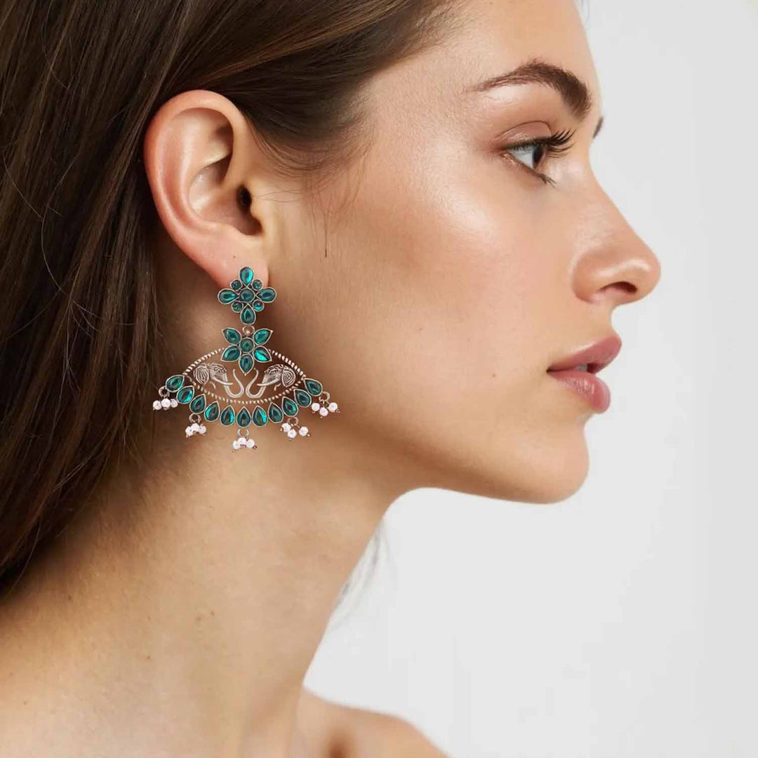 Emerald Vidya Oxidised Danglers