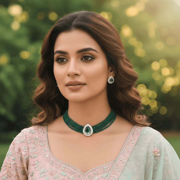 Emerald Wahenoor Zirconia Jewellery Set