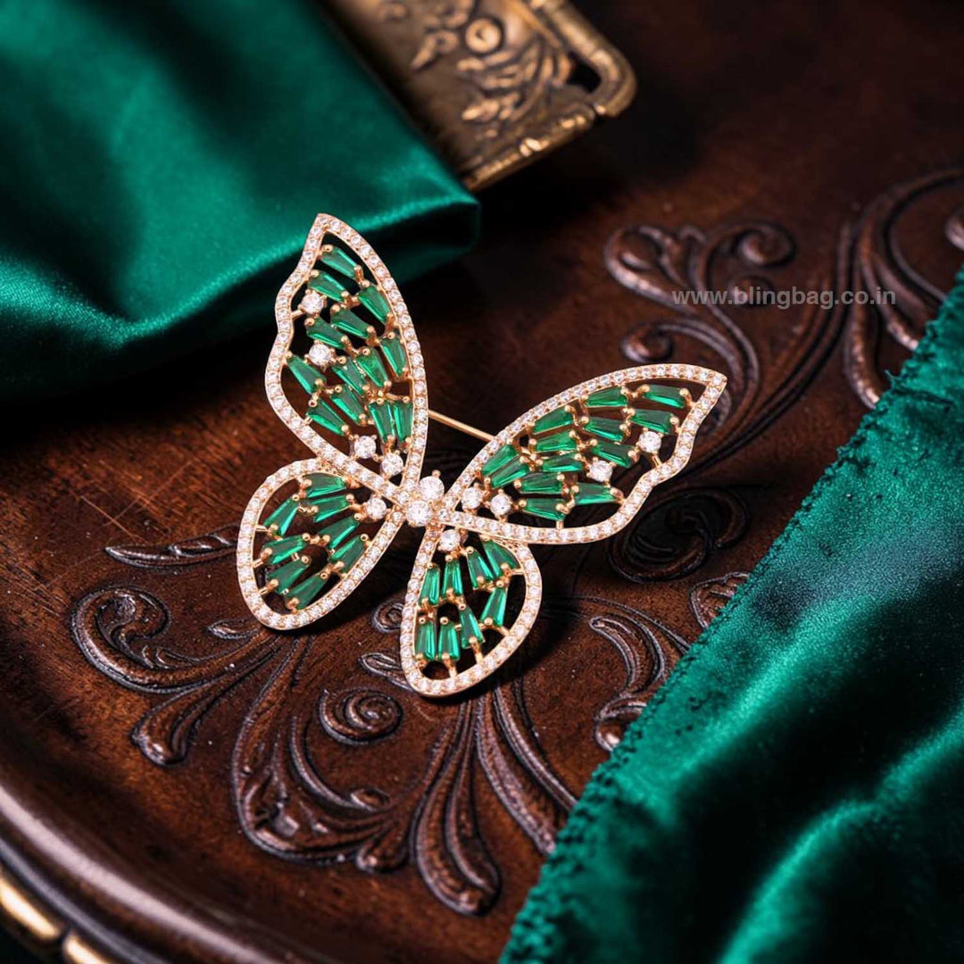 Emerald Zarina Butterfly Brooch