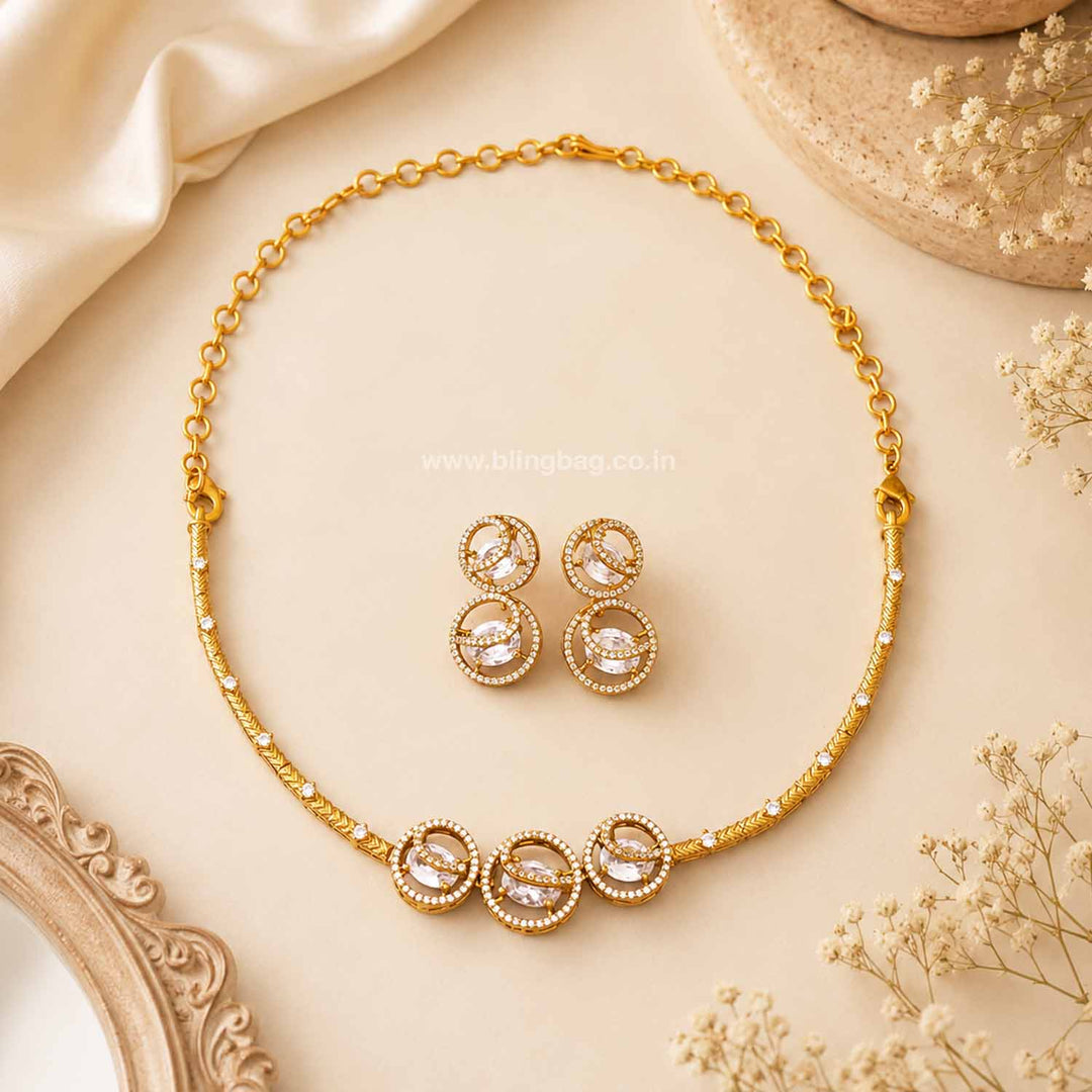 Golden Agniya Antique Jewellery Set - New Arrival