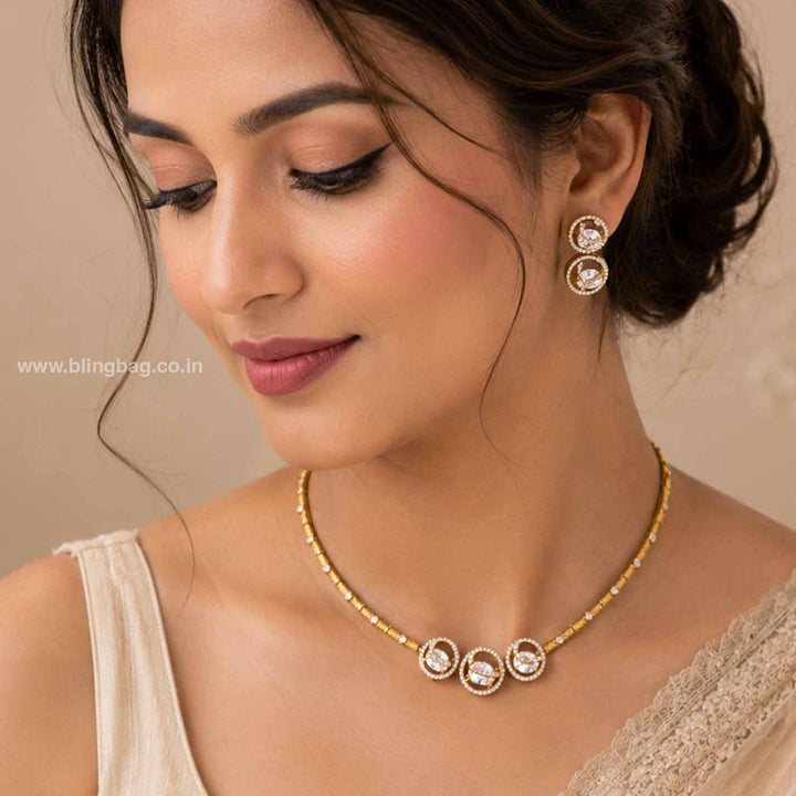 Golden Agniya Antique Jewellery Set - New Arrival
