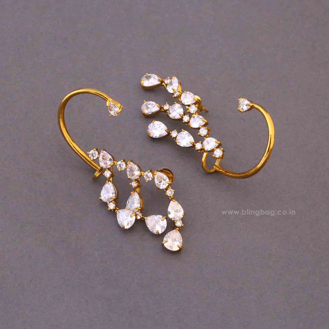Golden Aksa Victorian Cuff Earrings