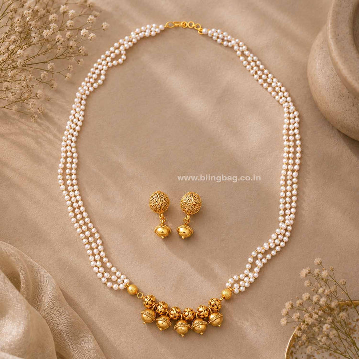 Golden Bhama Antique Jewellery Set - New Arrival