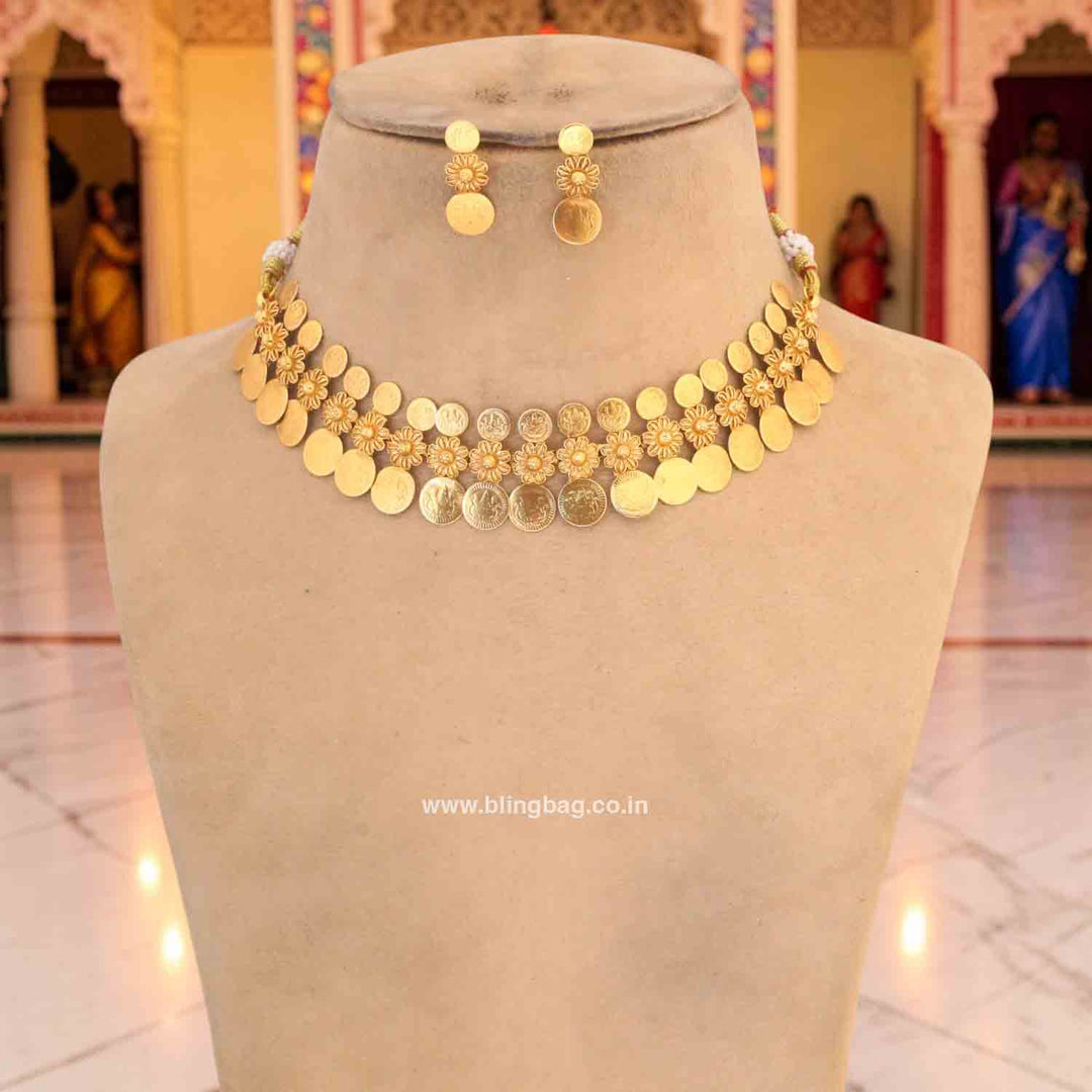 Golden Chamundaya Temple Jewellery Set - New Arrival