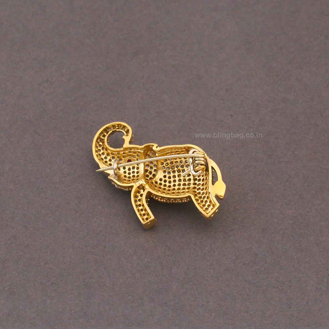Golden Crystal Gajraj Brooch