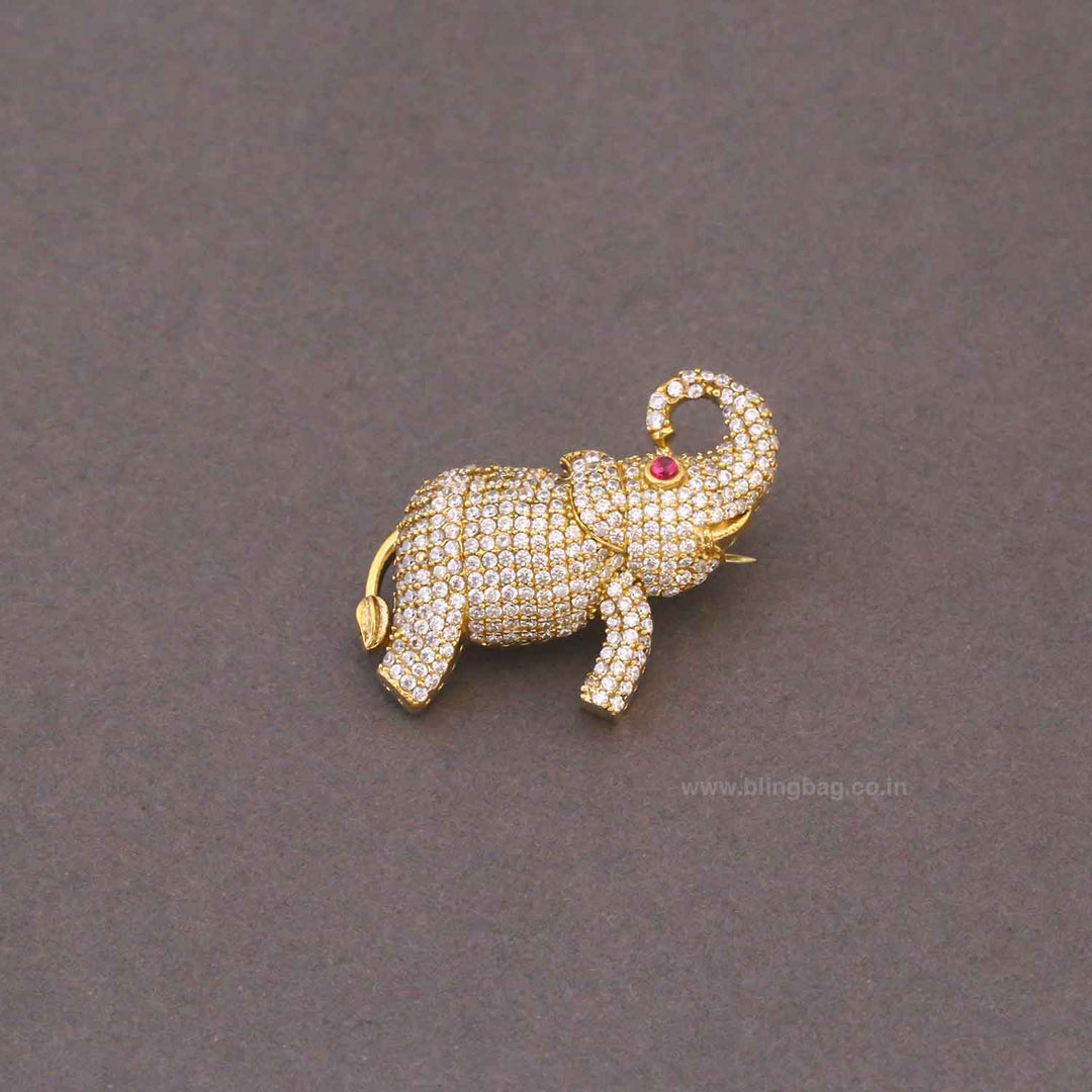 Golden Crystal Gajraj Brooch