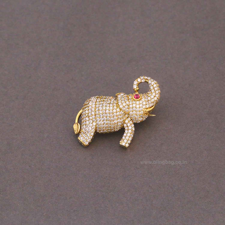 Golden Crystal Gajraj Brooch