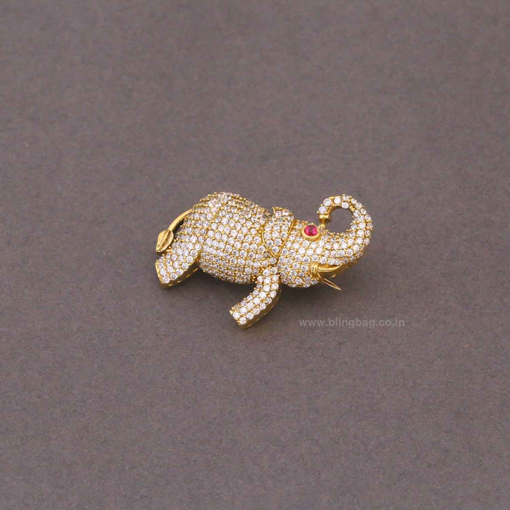 Golden Crystal Gajraj Brooch