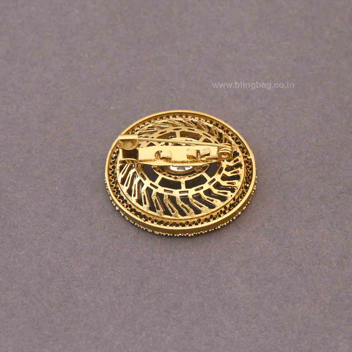 Golden Crystal Orbit Brooch