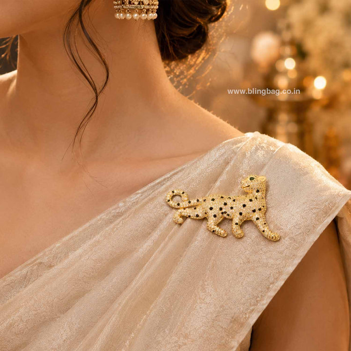 Golden Dot Cheetah Brooch